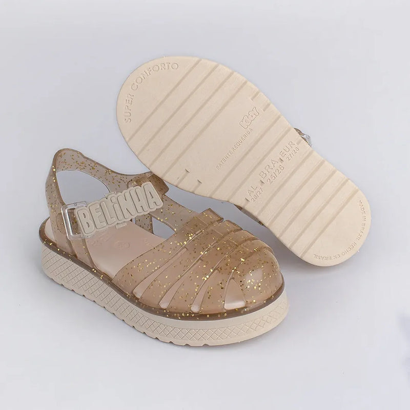 Sandália Kidy Belinha Gloss Ouro Glitter