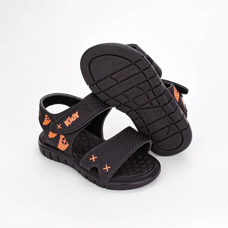 Sandália Infantil Kidy Toys Com Brinquedo Surpresa Preto Laranja Neon