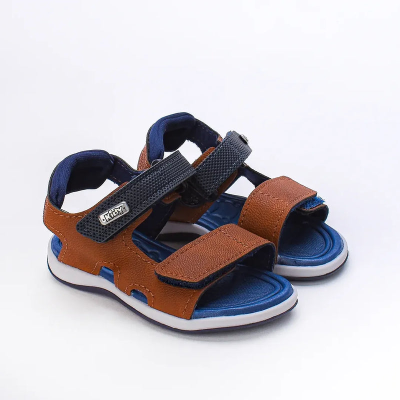 Sandália Infantil Papete Kidy Fecho Duplo Marrom e Azul