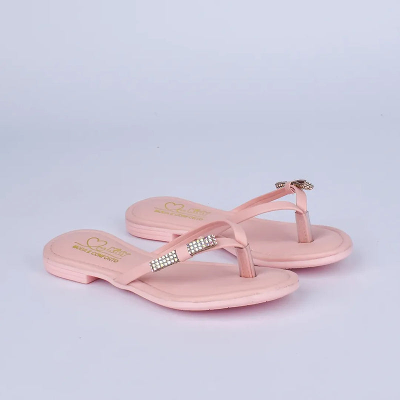 Sandália Rasteira Infantil Kidy Flat Ibiza Nude com Tereré - Confortável e Estilosa