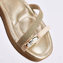 Rasteira Flat Marfim Ouro