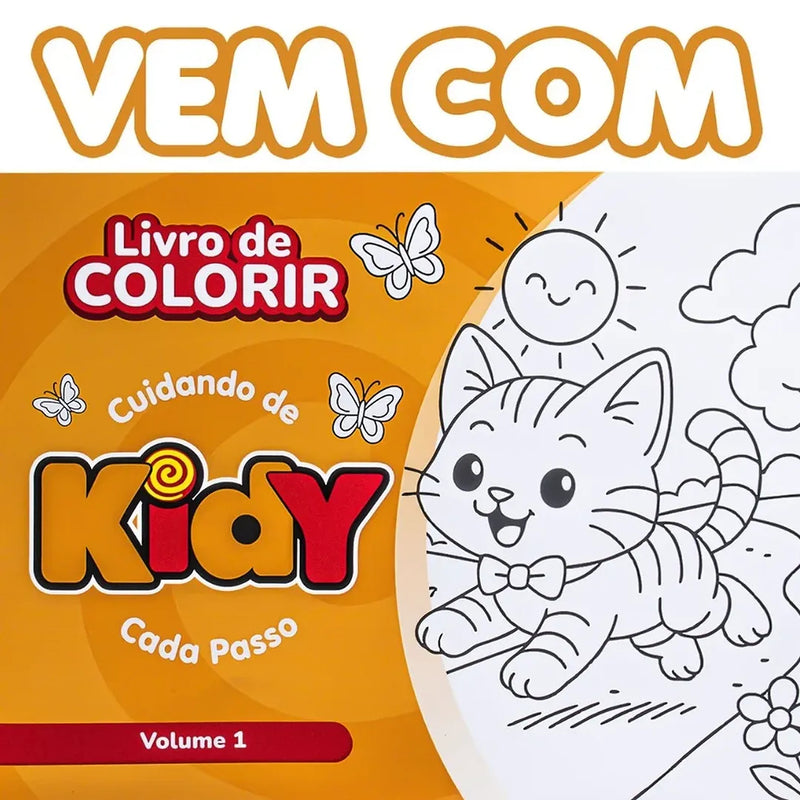 Sandália Kidy Fly Ouro + Kidy Goods Livro de Colorir