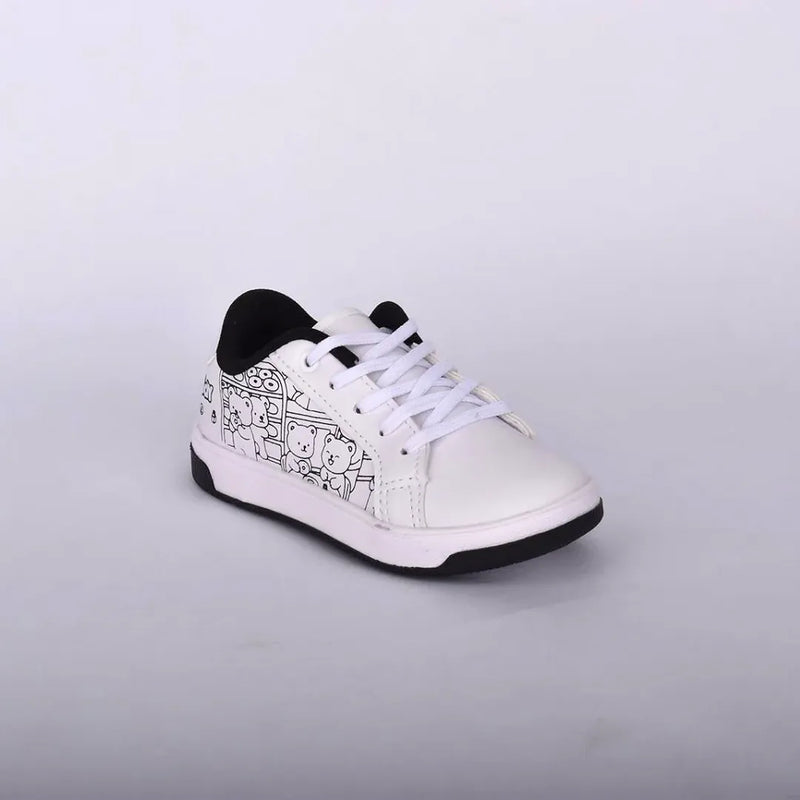 Tênis Astral Kidy Goods Branco e Preto + Livro para Colorir Kidy Goods