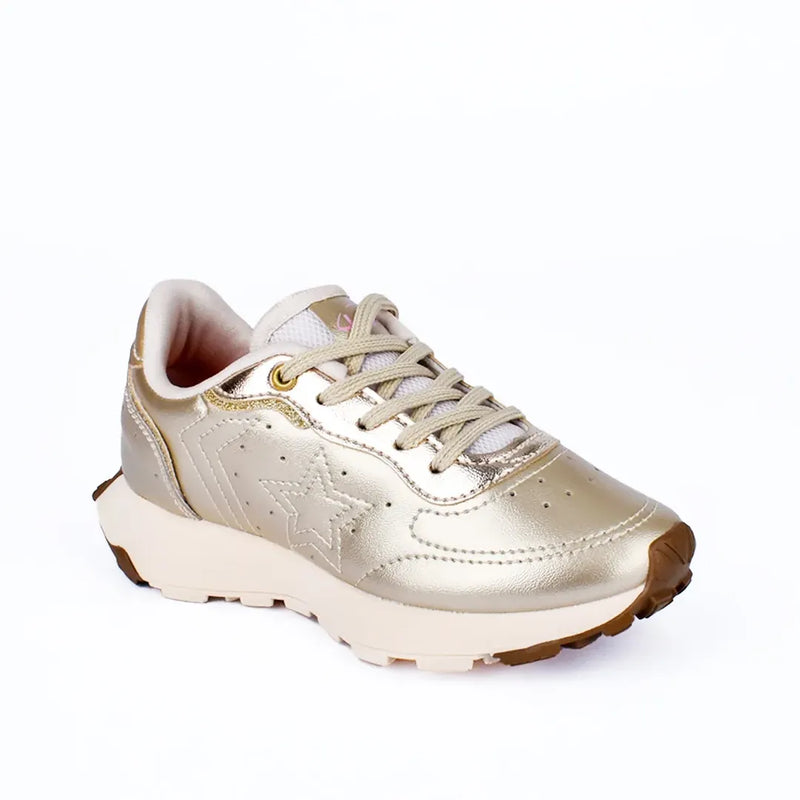 Tênis Infantil Menina K360 Jogger Star Conforto e Amortecimento Dourado Kidy