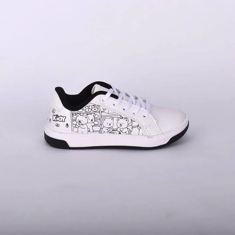 Tênis Astral Kidy Goods Branco e Preto + Livro para Colorir Kidy Goods