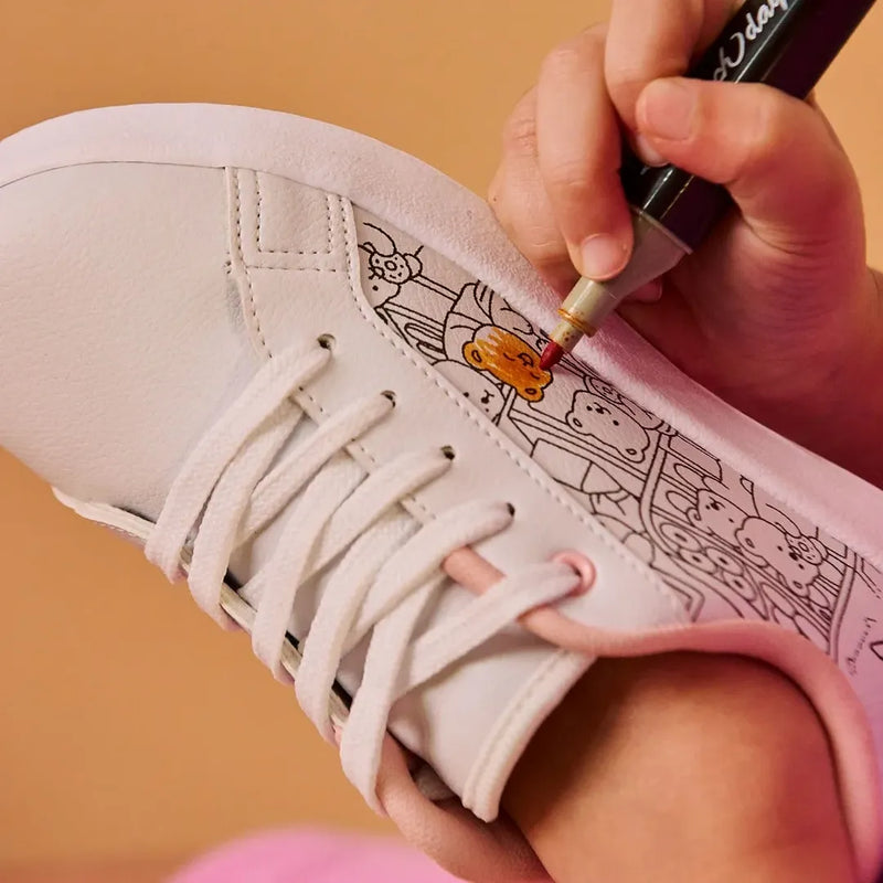 Tenis Hype Kidy Goods Branco Rosa + Livro de Colorir Kidy Goods