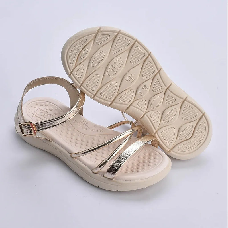 Sandália Kidy Fly Ouro + Kidy Goods Livro de Colorir