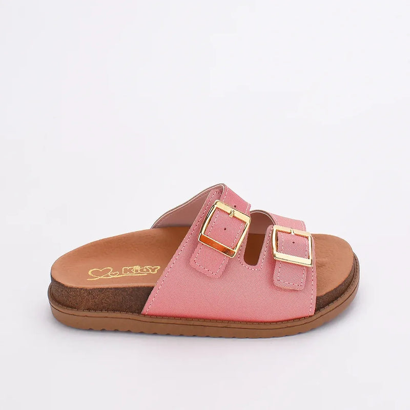 Sandália Papete Infantil Menina Kidy Fashion Com Fivela Nude