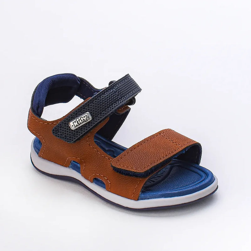 Sandália Infantil Papete Kidy Fecho Duplo Marrom e Azul