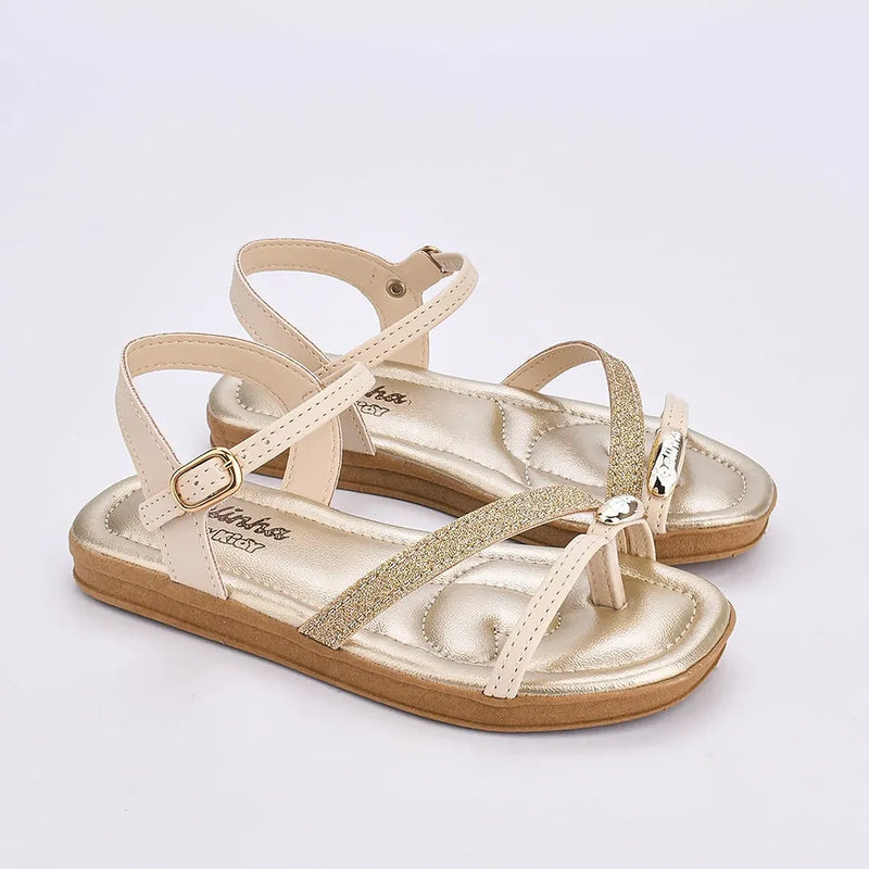 Rasteira Flat Marfim Ouro