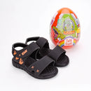 Sandália Infantil Kidy Toys Com Brinquedo Surpresa Preto Laranja Neon