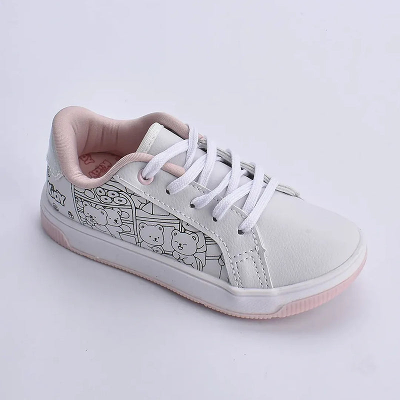 Tênis Astral Kidy Goods Branco Rosa + Livro Colorir Kidy Goods