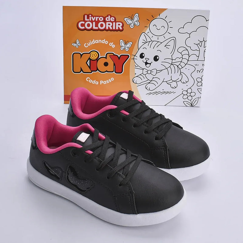 Tenis Hype Kidy Goods Preto + Livro de Colorir Kidy Goods
