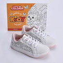 Tênis Astral Kidy Goods Branco Rosa + Livro Colorir Kidy Goods