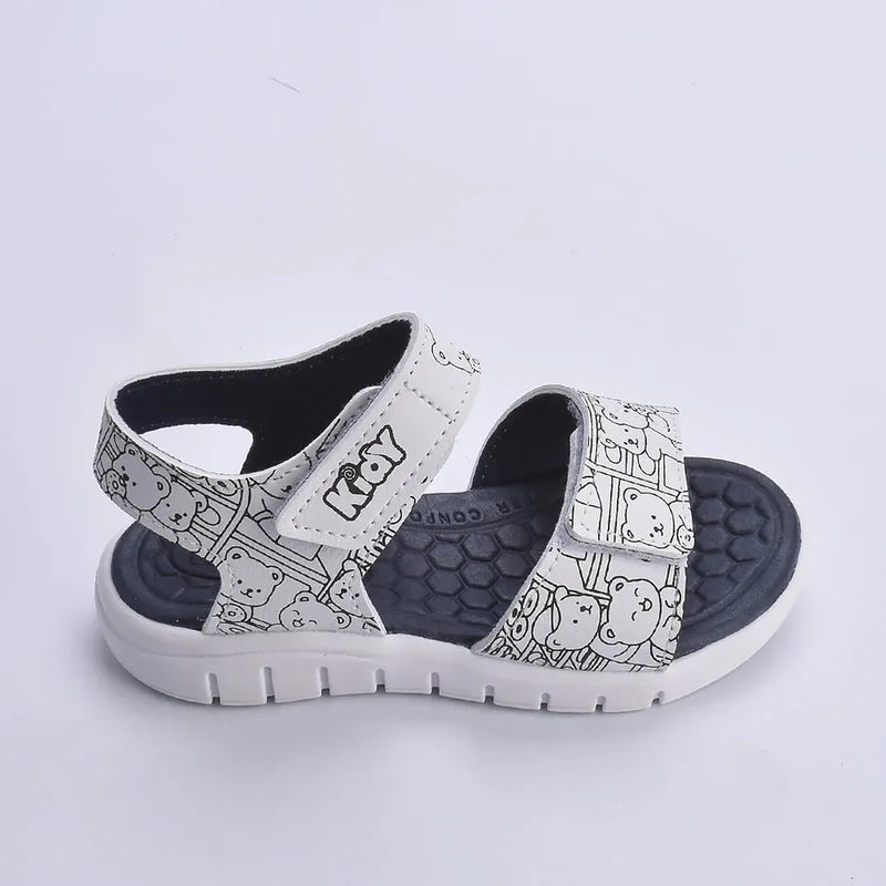 Sandália Kidy Toys Branco e Azul Marinho + Livro de Colorir Kidy Goods