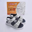 Sandália Kidy Toys Branco e Azul Marinho + Livro de Colorir Kidy Goods