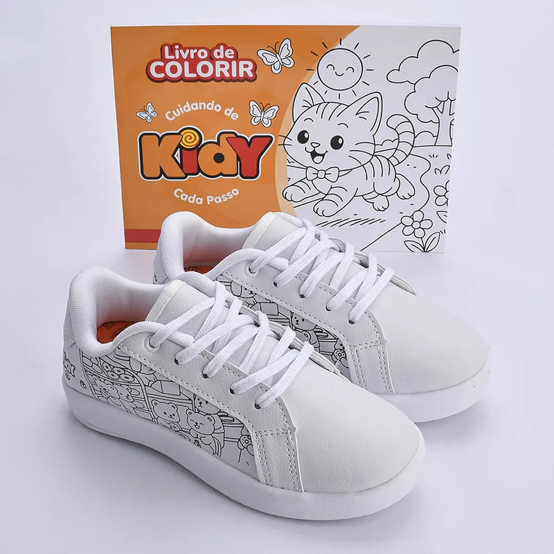 Tenis Hype Kidy Goods Branco + Livro de Colorir Kidy Goods