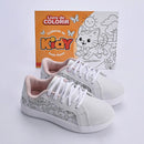 Tenis Hype Kidy Goods Branco Rosa + Livro de Colorir Kidy Goods